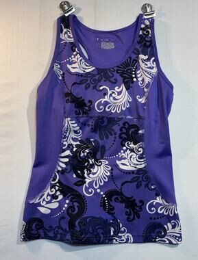 EI Gear Purple Floral Racerback Athletic Tank Top Women’s Large Activewear